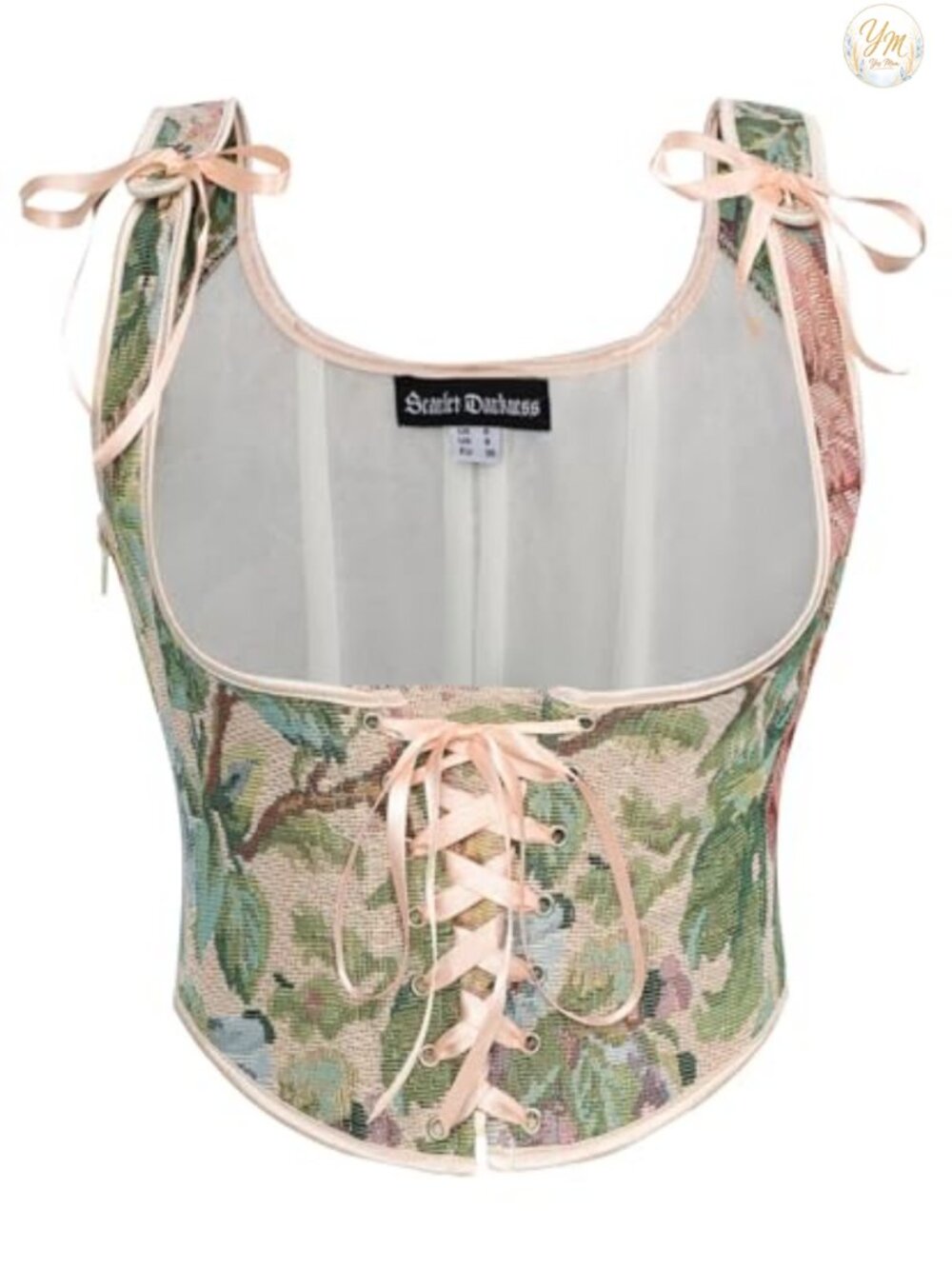 Boned Underbust Corset Top Front Lace-Up Side Zip Tie-Shoulders
